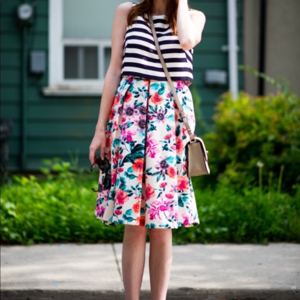 Eliza J Stripe and Floral Dress Size 8